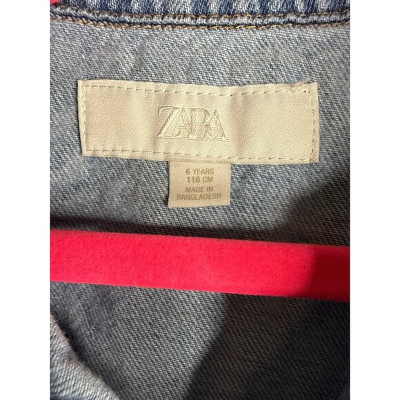 Zara Girls 6 Daisies Print Denim Sleeveless Dress - Picture 5 of 6